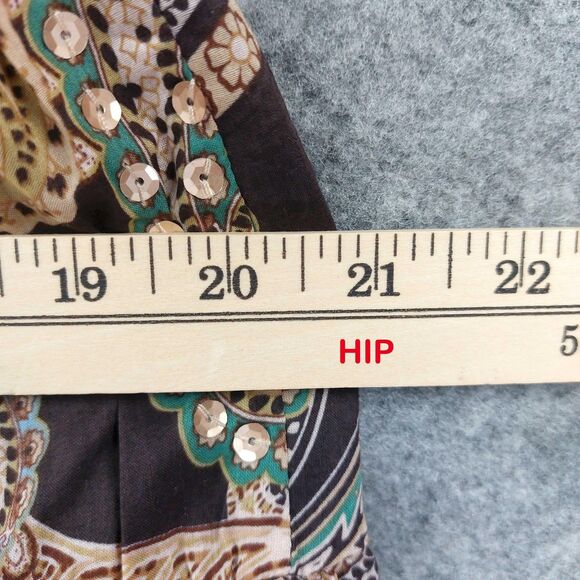 Reba Skirt Womens Small Brown Paisley Sequin Maxi Boho Lined Tiered Cotton - Picture 5 of 11